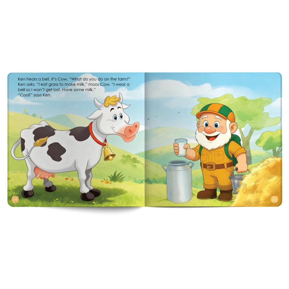 Curious Ken Learns About Farm Animals – Book for Kids in English