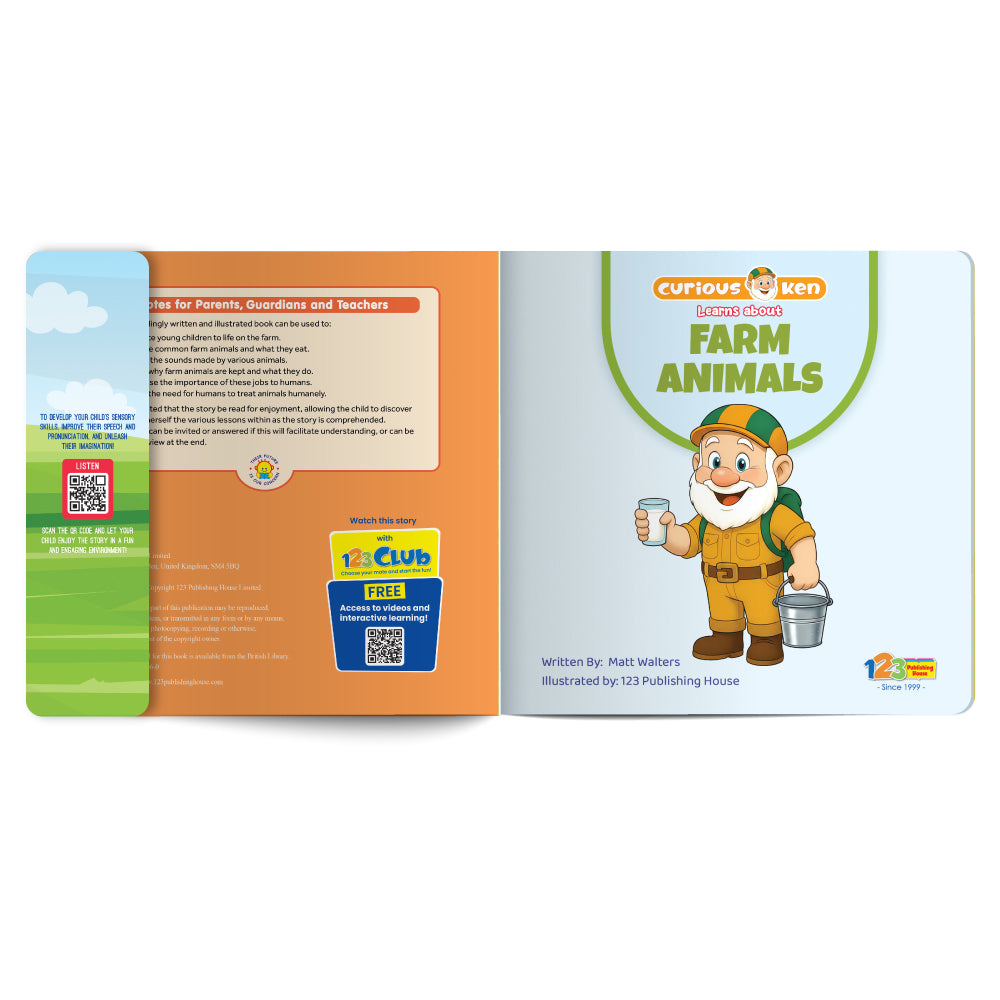 Curious Ken Learns About Farm Animals – Book for Kids in English