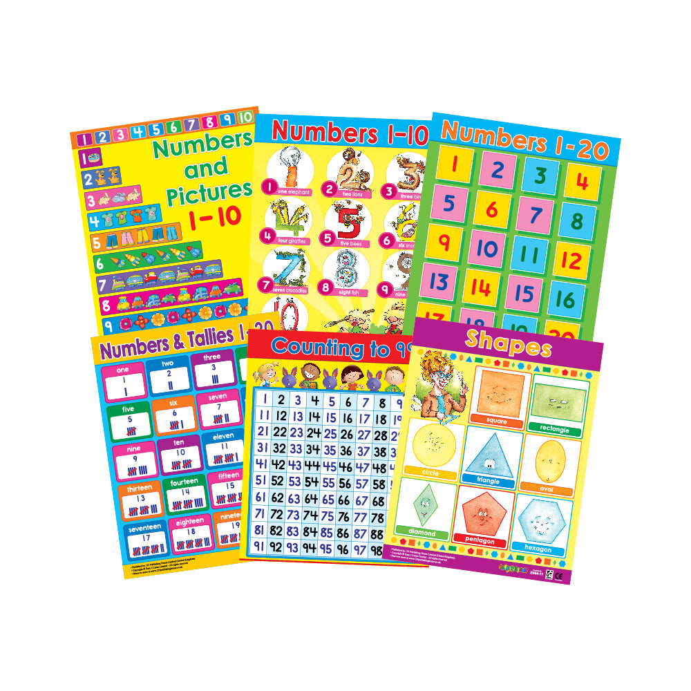 Numbers & Shapes (6 Wall Charts) - Educational Wall Chart Pack in English